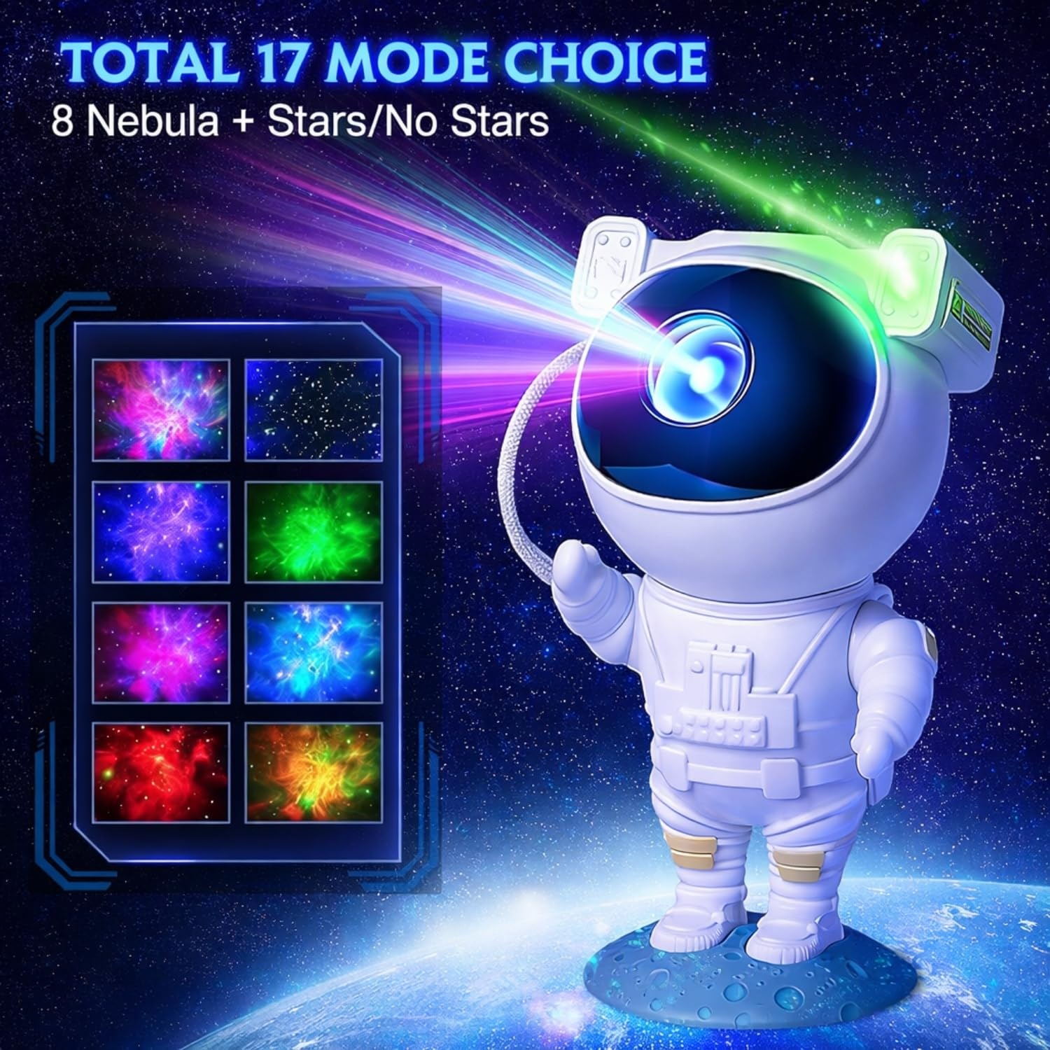 UnboXd Astronaut Galaxy Projector being used as ambient bedroom decor for teens